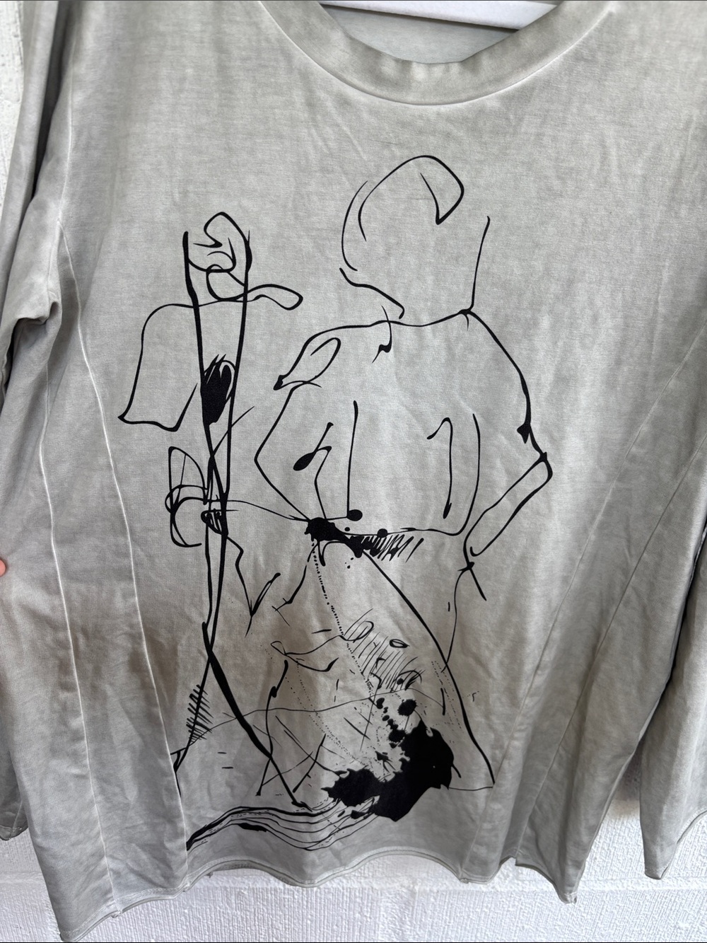 Luukaa Abstract Stretch Gray Long Sleeve Tee sz 10 - Picture 2 of 5